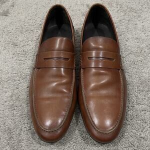 M Gemi Volo Brown Leather Penny Loafers Mens Size 13 (EU 47) Slip On